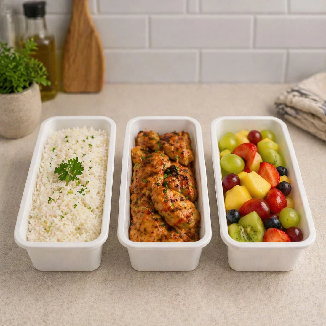 Rotho Domino Food Storage Containers Set 3 Pieces 1.2L Swiss Made Freezer Boxes Stackable BPA Free Plastic Meal Prep Kitchen Storage 23 cm 8 cm