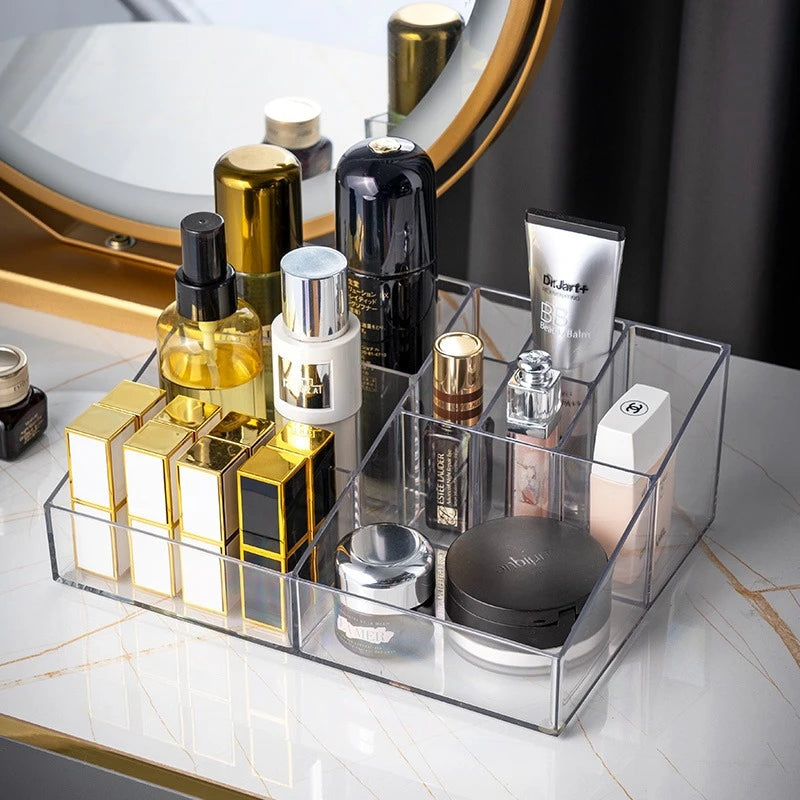 Transparent Acrylic Makeup Organizer Cosmetic Storage Tray Vanity Desk Organizer