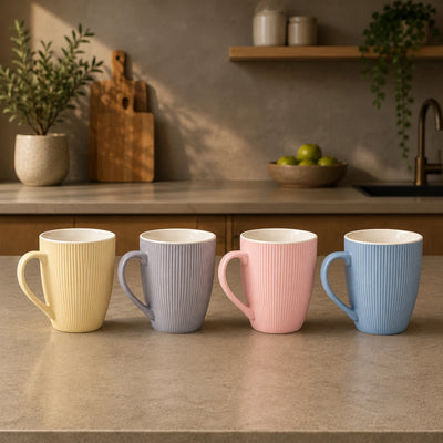 Ribbed Ceramic Coffee Mug Tea Mug Porcelain Mug Modern Kitchen Mug