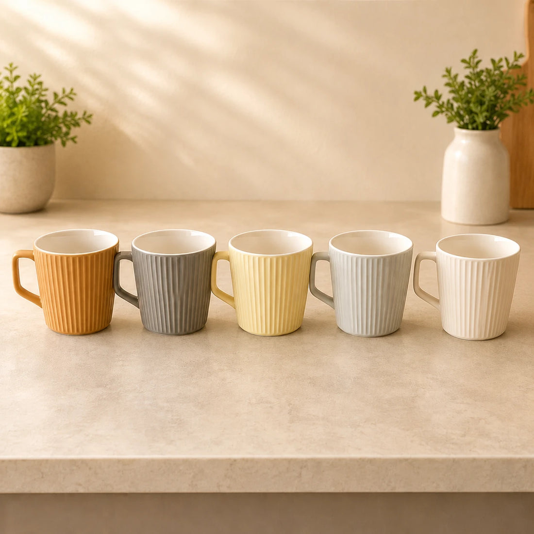 Ceramic Mug Ribbed Coffee Mug Tea Mug Modern Ceramic Cup
