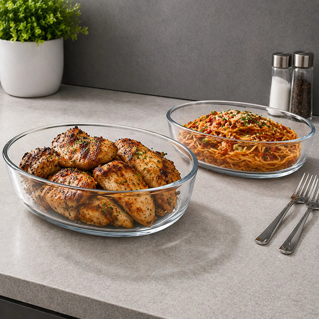 Borart Oval Baking Dish Set Clear Glass Borosilicate Oven Safe Microwave Safe Dishwasher Safe Baking Tray Serving Dish Kitchen Cookware 2 Pieces