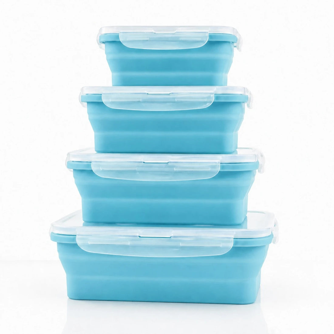 Collapsible Silicone Food Storage Containers Set 4 Pieces BPA Free Microwave Safe Foldable Lunch Boxes