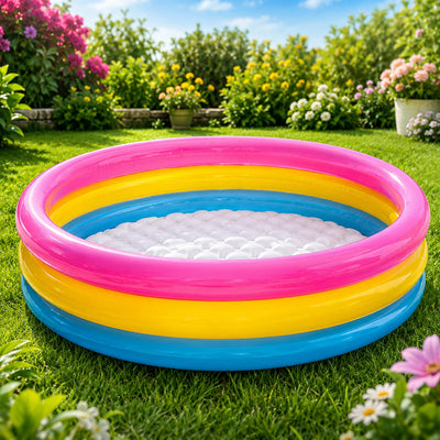 Inflatable Kiddie Summer Pool Colorful Kids Pool Family Garden Play Pool