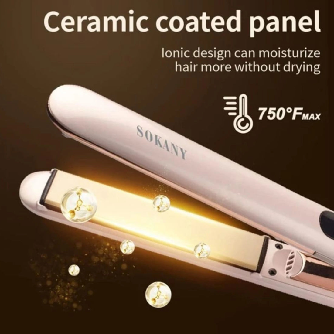 Sokany HS-976 50W Ceramic Hair Straightener with LCD Display PTC Fast Heating and 360° Rotating Cord