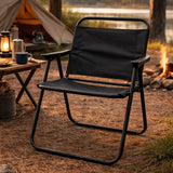 Black Folding Camping Chair Outdoor Portable Aluminum Chair Heavy Duty Fishing Chair Picnic Chair Garden Chair Beach Chair With Plastic Armrests
