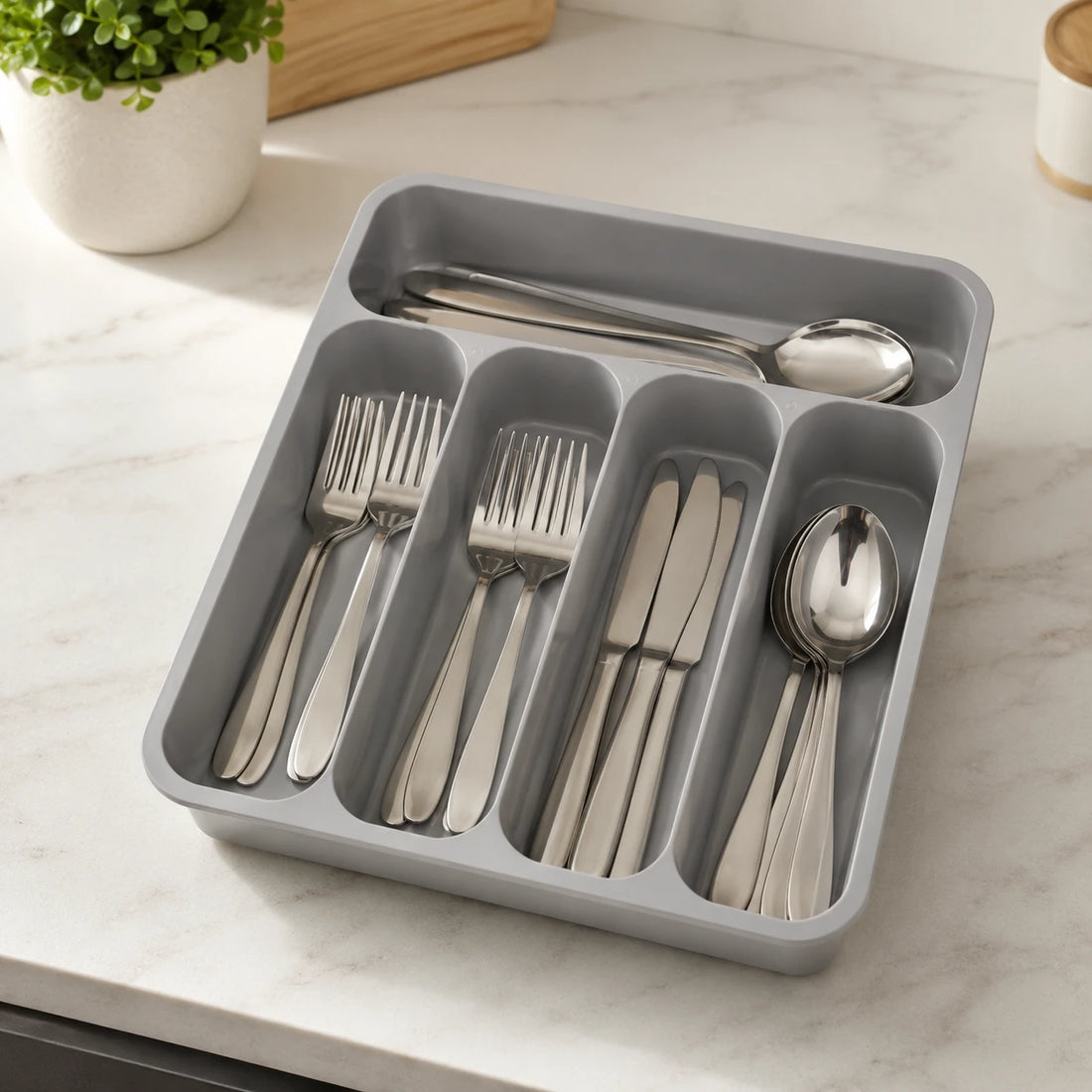 Kitchen Cutlery Drawer Organizer Tray Plastic Utensil Storage Holder