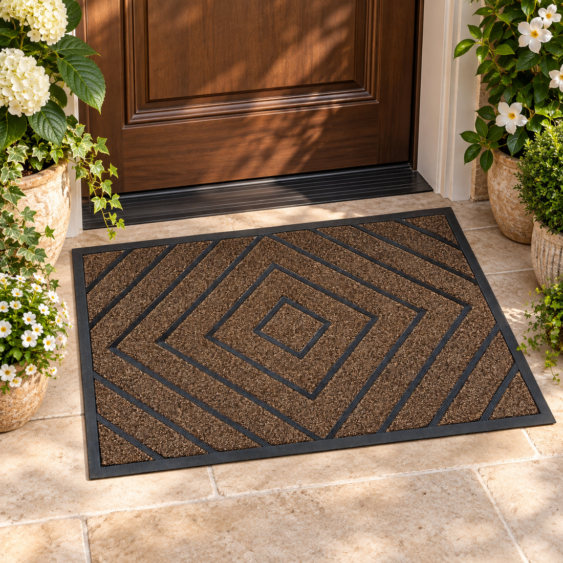 Geometric Textured Entrance Door Mat 88.5 × 60 cm