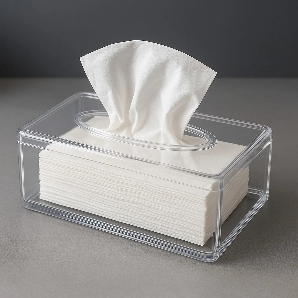 Clear Acrylic Tissue Box Holder with Oval Top Opening
