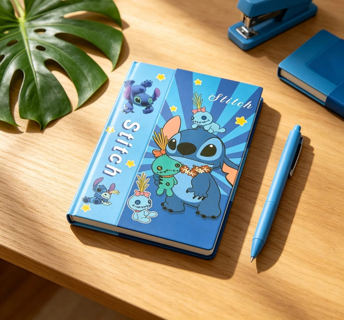 Stitch School Notebook Hardcover Student Planner with Timetable Lesson Plan & Colorful Cartoon Design