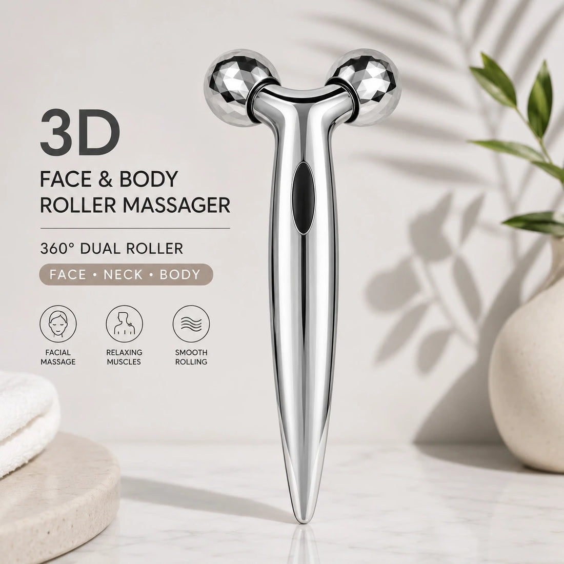 3D Face & Body Roller Massager Dual Ball Facial Massage Roller Skin Care Beauty Tool