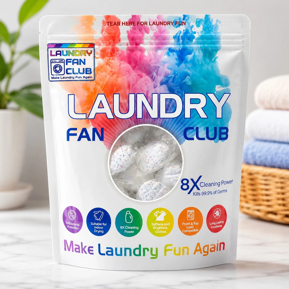 Laundry Fan Club Laundry Pods Detergent Capsules 30 PCS 8X Cleaning Power Long Lasting Freshness