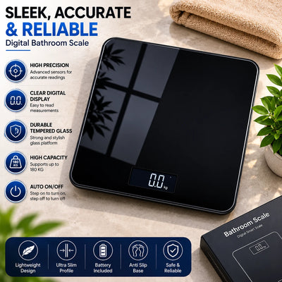 Bathroom Digital Body Weight Smart Scale Glass BMI Analyzer Black Electronic Scale