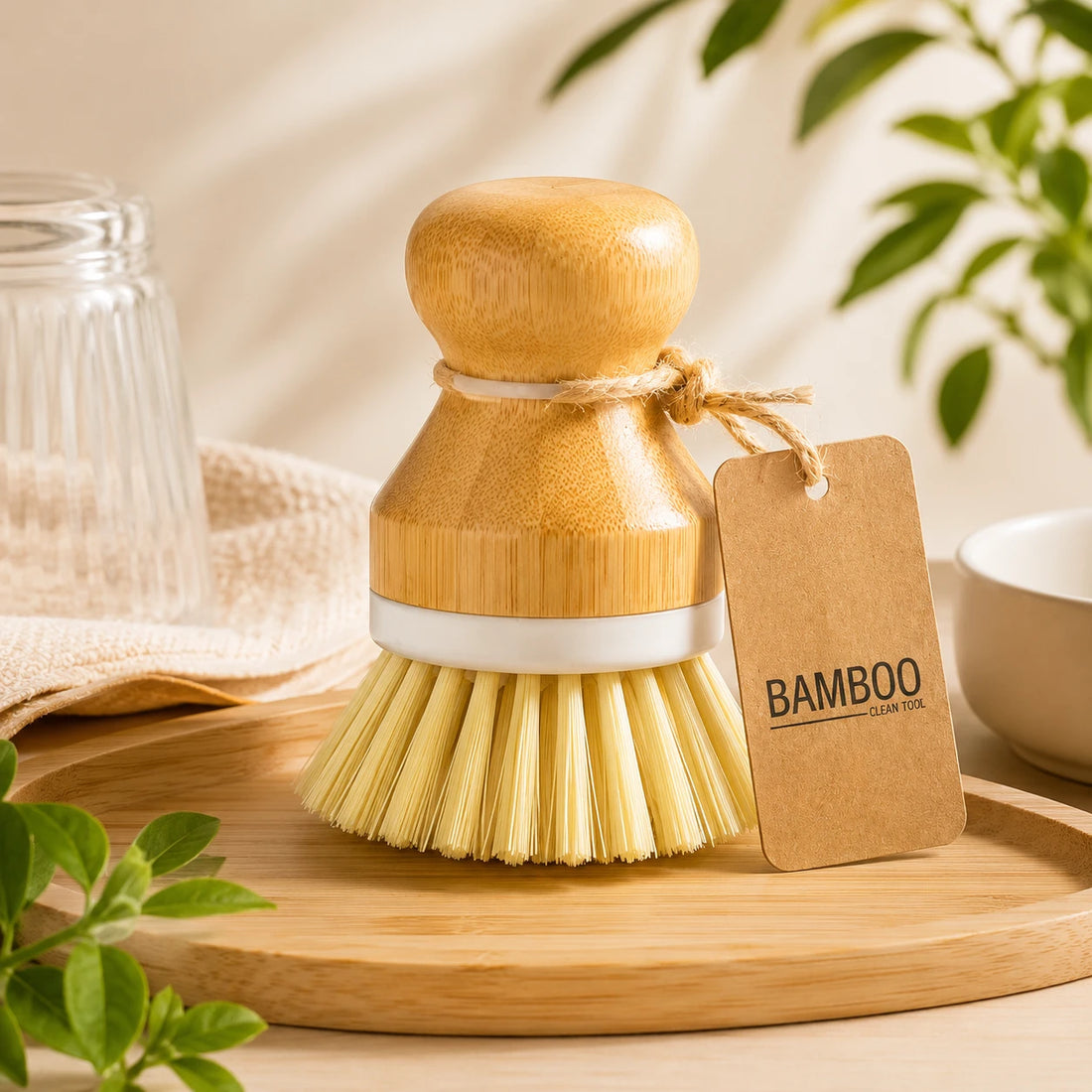 Bamboo Dish Scrub Brush Kitchen Cleaning Brush Wooden Handle Cleaning Tool Eco Friendly Brush