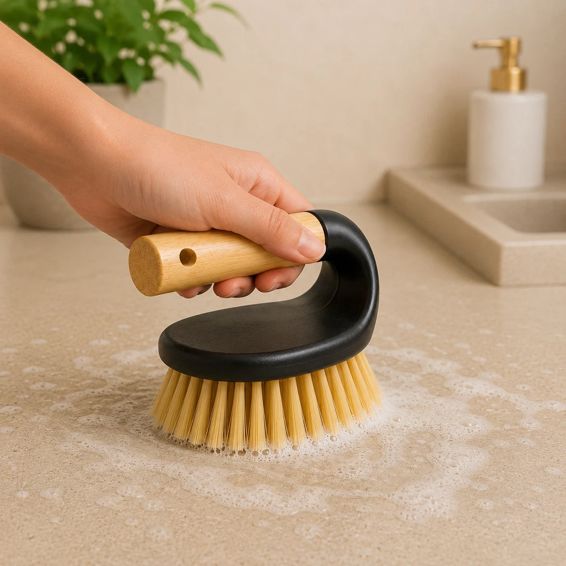 Dish Cleaning Bamboo Brush Wooden Handle Kitchen Scrub Brush Sink Pot Pan Cleaning Brush