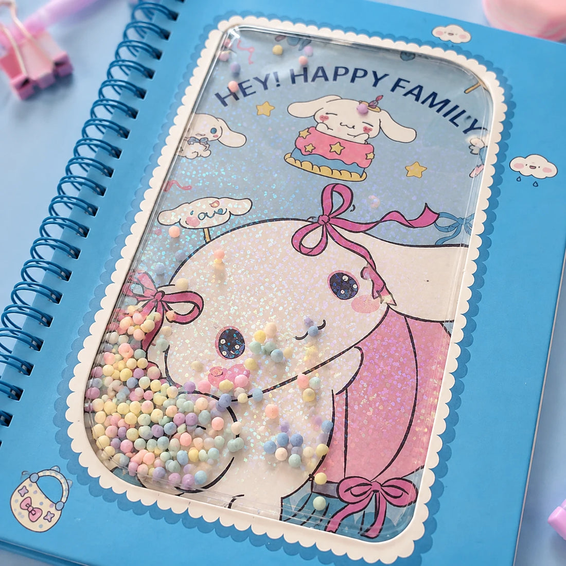 Cute Spiral School Notebook with 3D Shaker Cartoon Cover & Lined Pages