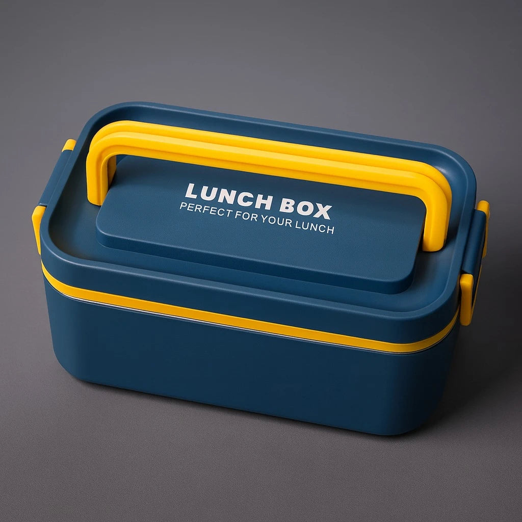 Durable Blue Lunch Box,1000ml Leak-Proof Bento Design