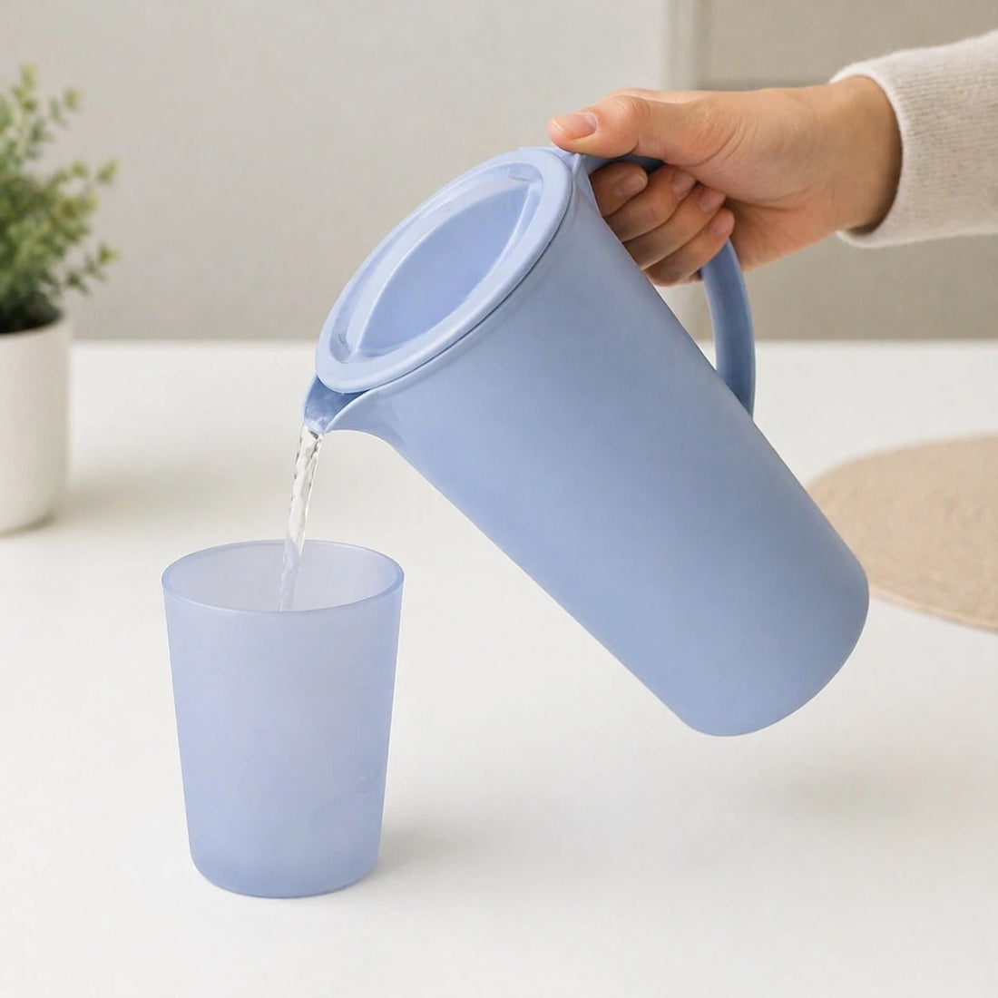 Plastic Water Pitcher With Lid Rotho Swiss Made Caruba 1.2L Fridge Water Jug Juice Container Durable PP Plastic
