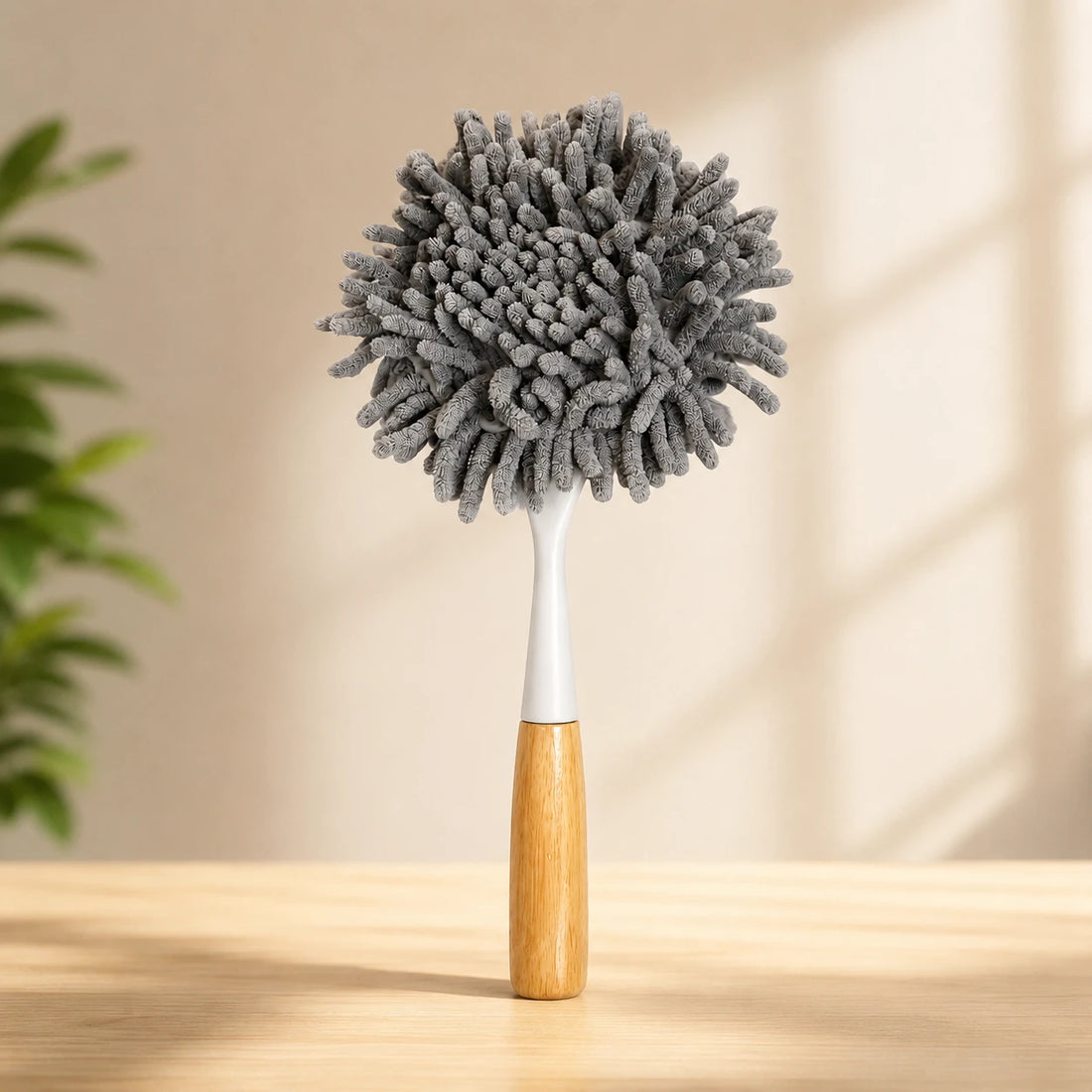 Microfiber Dusting Brush Chenille Duster Cleaning Brush Household Dust Cleaner Wooden Handle Duster