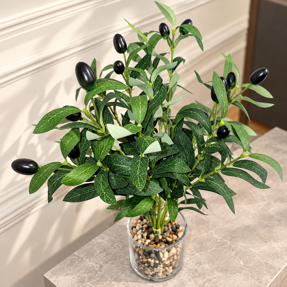 Artificial Olive Tree in Glass Pot