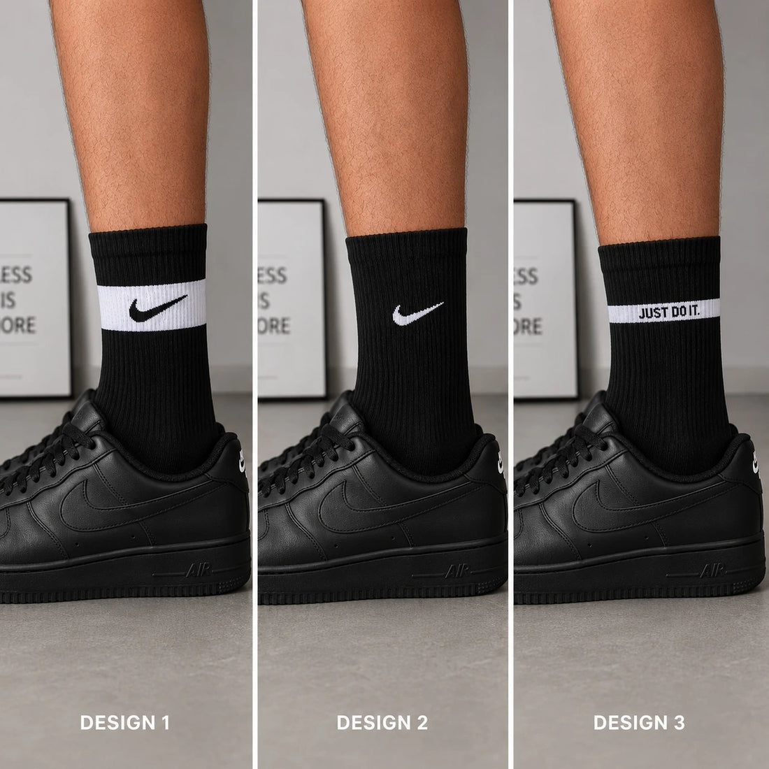Nike Style Cotton Crew Socks 1 Pair for Men & Women | Black & White Sports Casual Everyday Socks