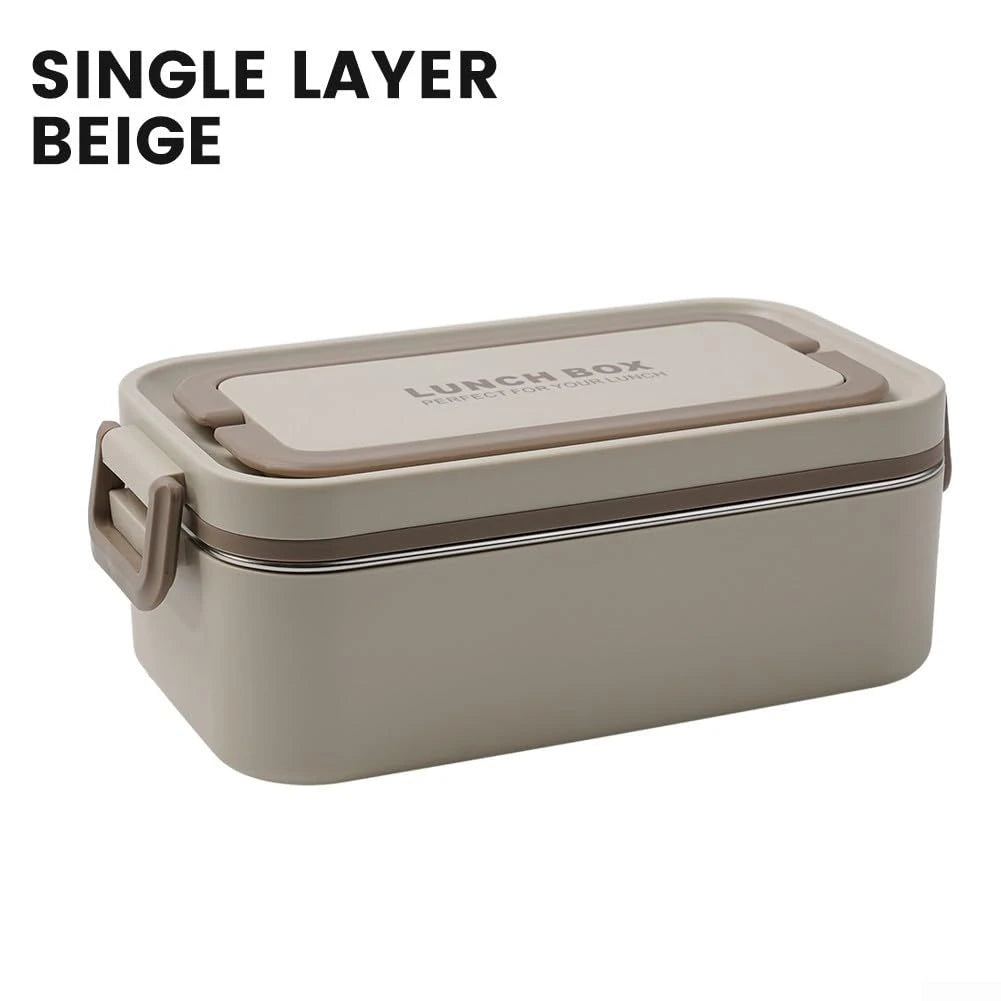 Durable beige Lunch Box 1000ml Leak Proof Bento Design