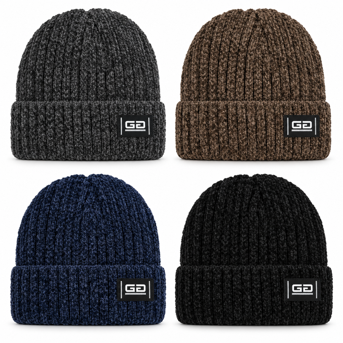 G Ribbed Knitted Winter Beanie Hat – 4 Colors