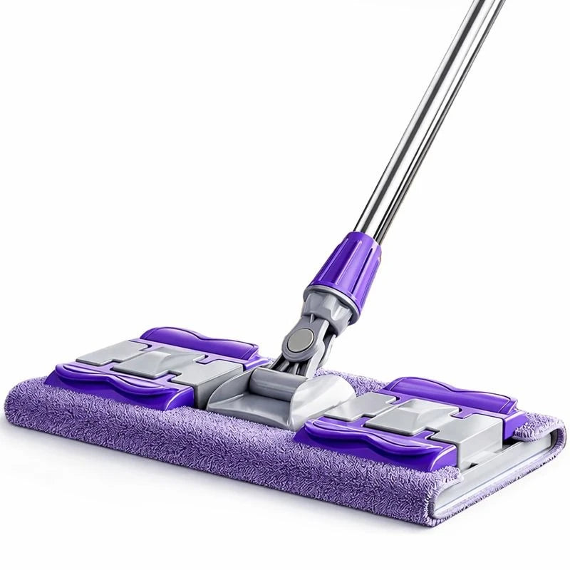 Flat Microfiber Mop with Stainless Steel Handle – 360° Rotating Floor Mop for Deep Cleaning, Washable Mop Head
