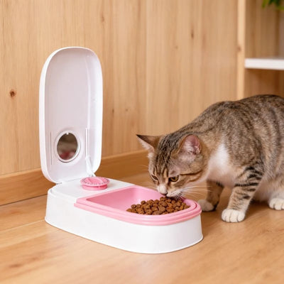 Manual Timed Pet Feeder Bowl for Cats & Dogs – 48-Hour Timer, Detachable Food Tray, Portable Pet Food Dispenser