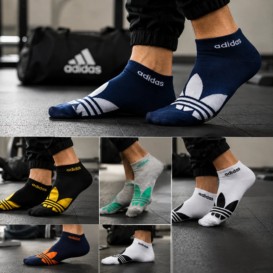 Adidas Low Cut Sports Socks 5 Pair Set Cotton No Show Athletic Socks Breathable Everyday Casual Socks
