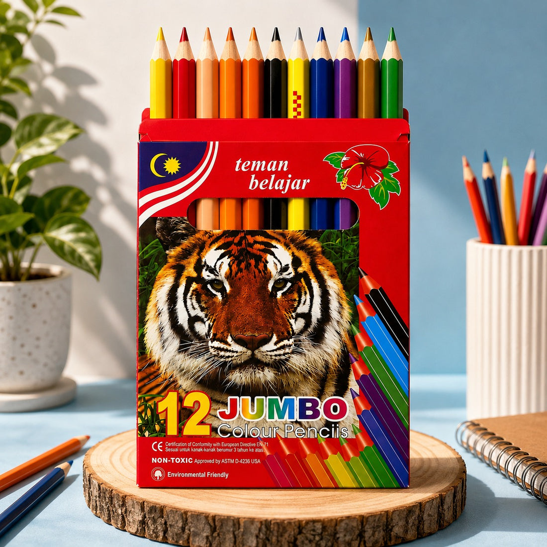 Jumbo Colored Pencils Set of 12 Non Toxic Colouring Pencils for Kids School Drawing Art and Creative Activities