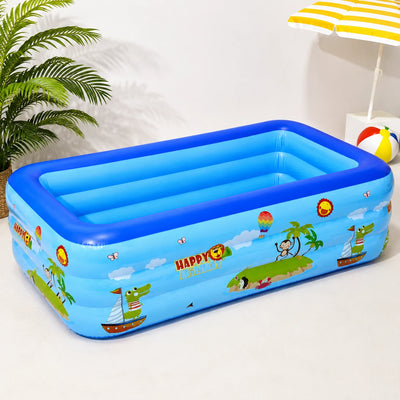Family Fun Summer Pool Inflatable Rectangular Swimming Pool Kids Outdoor Garden Pool