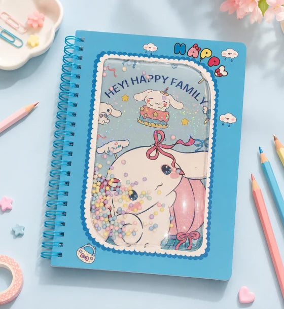 Cute Spiral School Notebook with 3D Shaker Cartoon Cover & Lined Pages