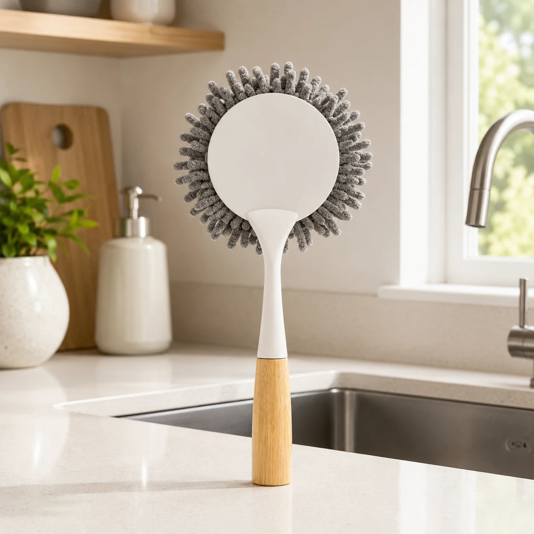 Microfiber Dusting Brush Chenille Duster Cleaning Brush Household Dust Cleaner Wooden Handle Duster