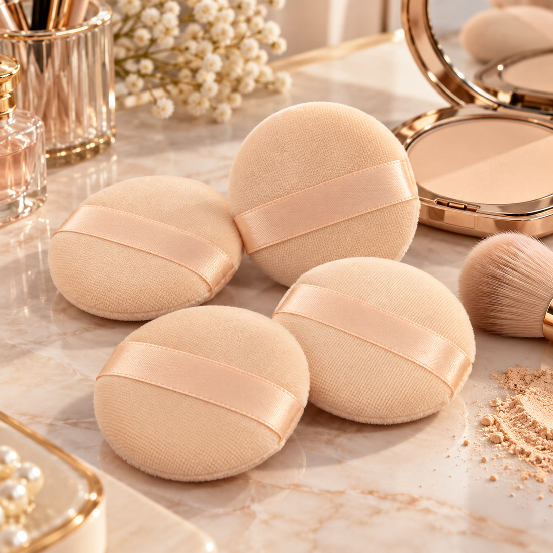 Round Makeup Powder Puffs Set of 4