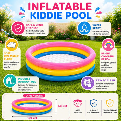 Inflatable Kiddie Summer Pool Colorful Kids Pool Family Garden Play Pool Big
