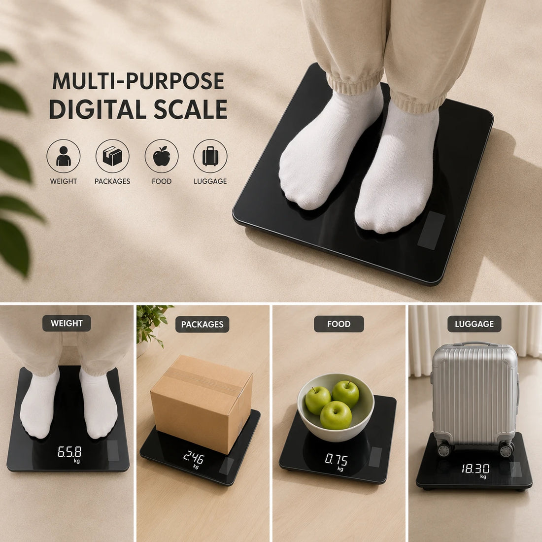 Bathroom Digital Body Weight Smart Scale Glass BMI Analyzer Black Electronic Scale