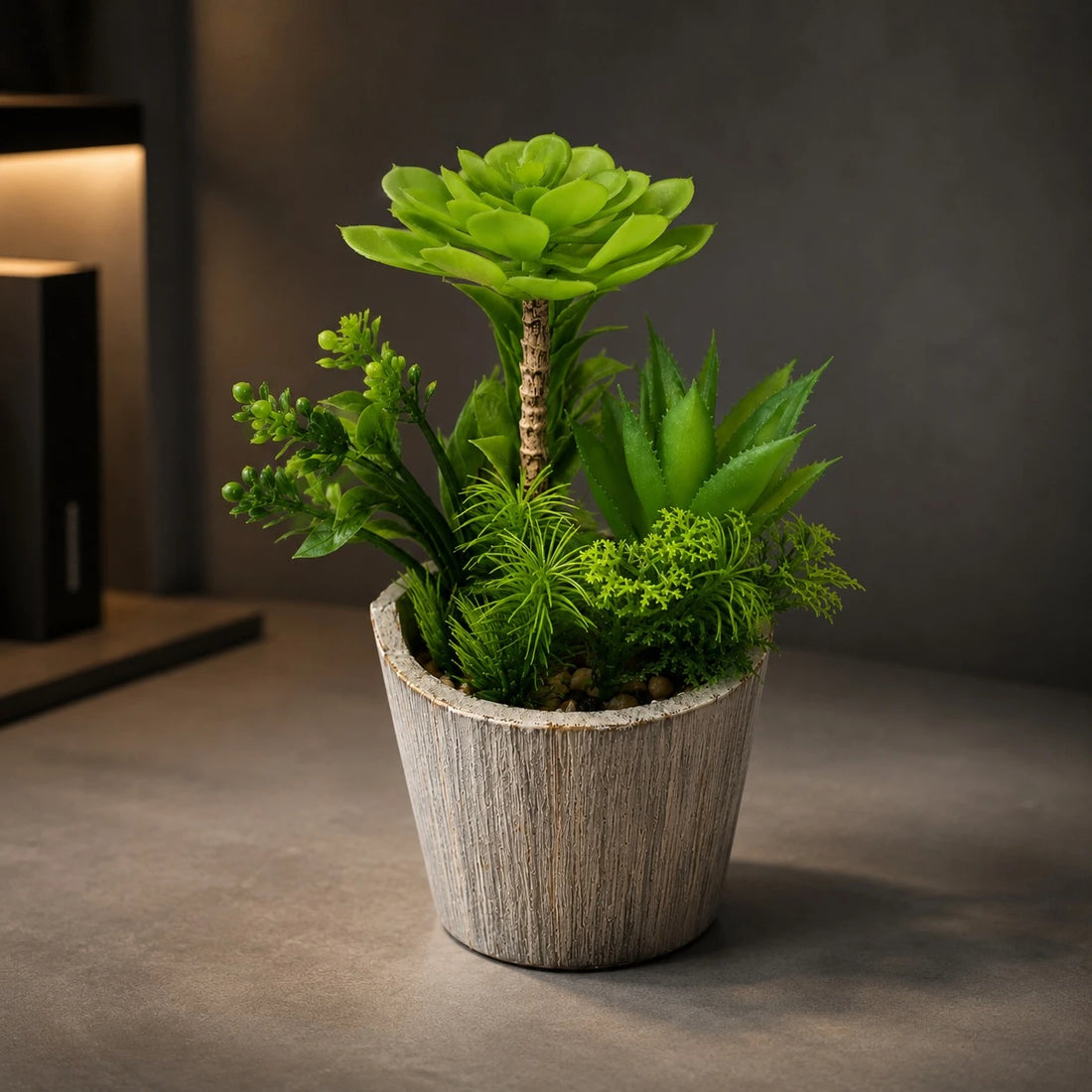 Artificial Succulent Garden Arrangement Decorative Plant Pot Indoor Tabletop Home Office Decor