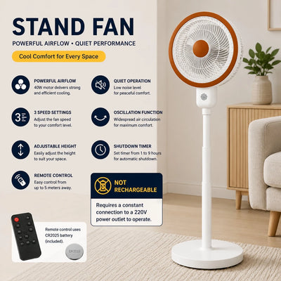 Standing Air Circulator Fan 40W Remote Control Oscillating Floor Fan
