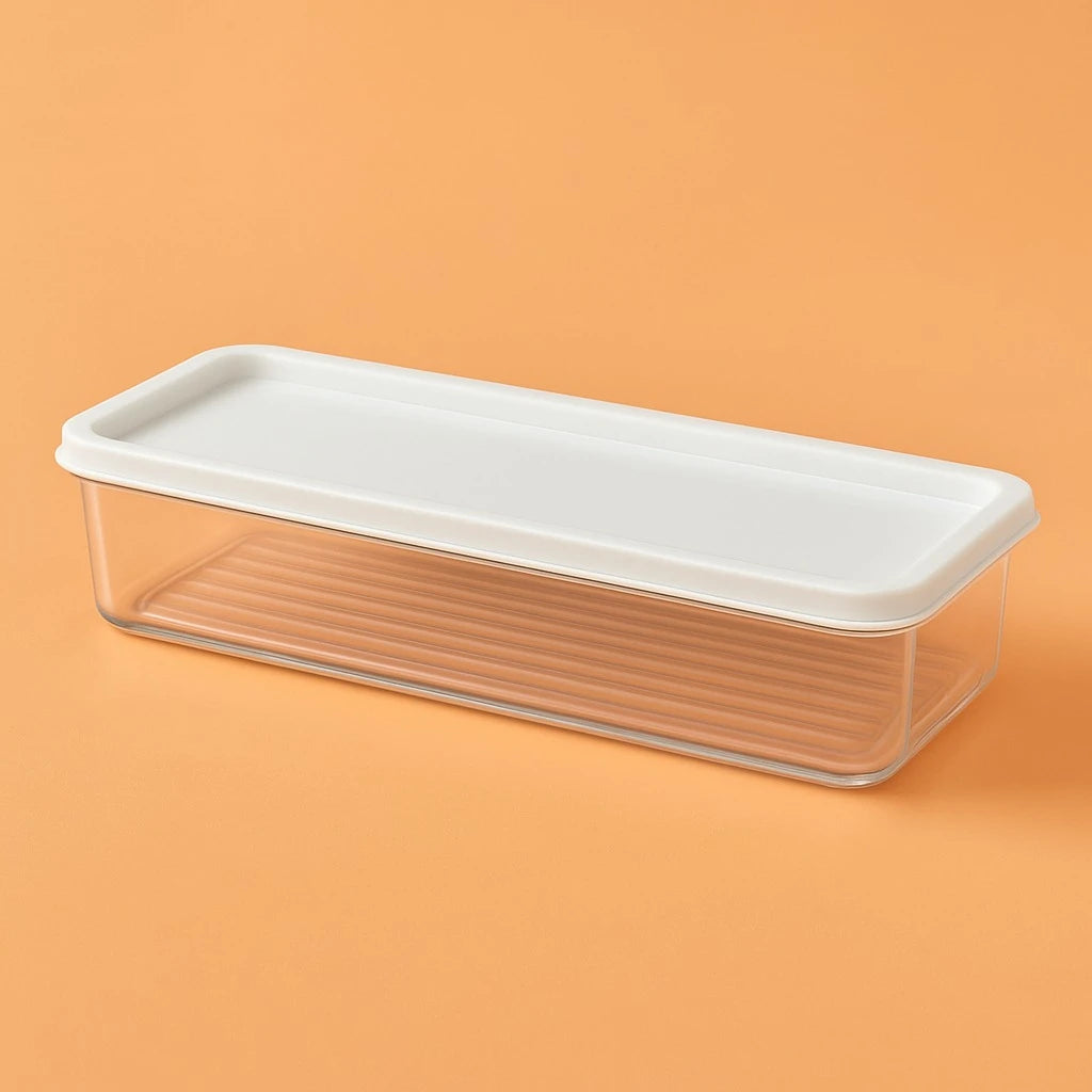 Slim Rectangular Plastic Food Storage Container BPA Free Food Storage Box for Kitchen Pantry Fridge and Daily Use