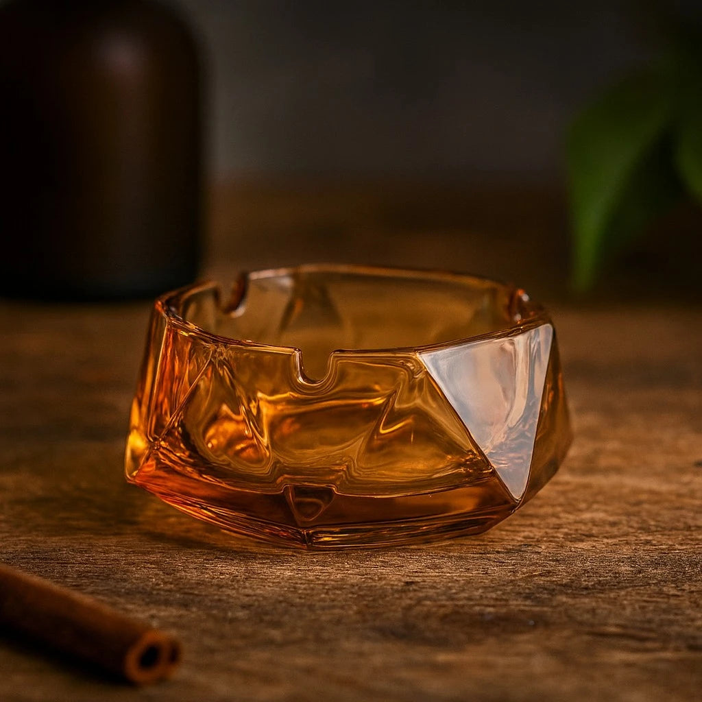 Amber Glass Ashtray