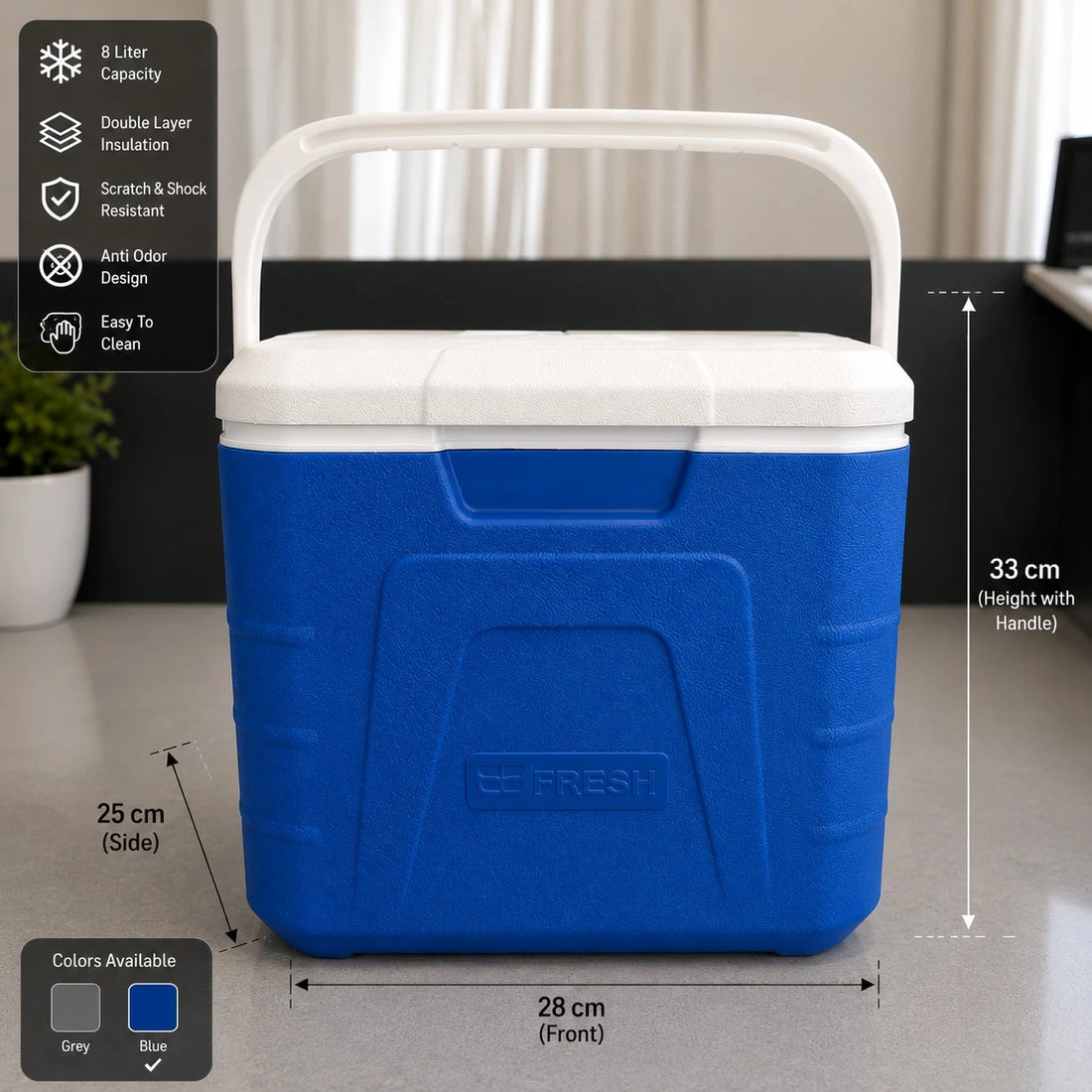 Portable Insulated Ice Cooler Box 8 Liter with Cup Holders | Beach Picnic Camping Cooler