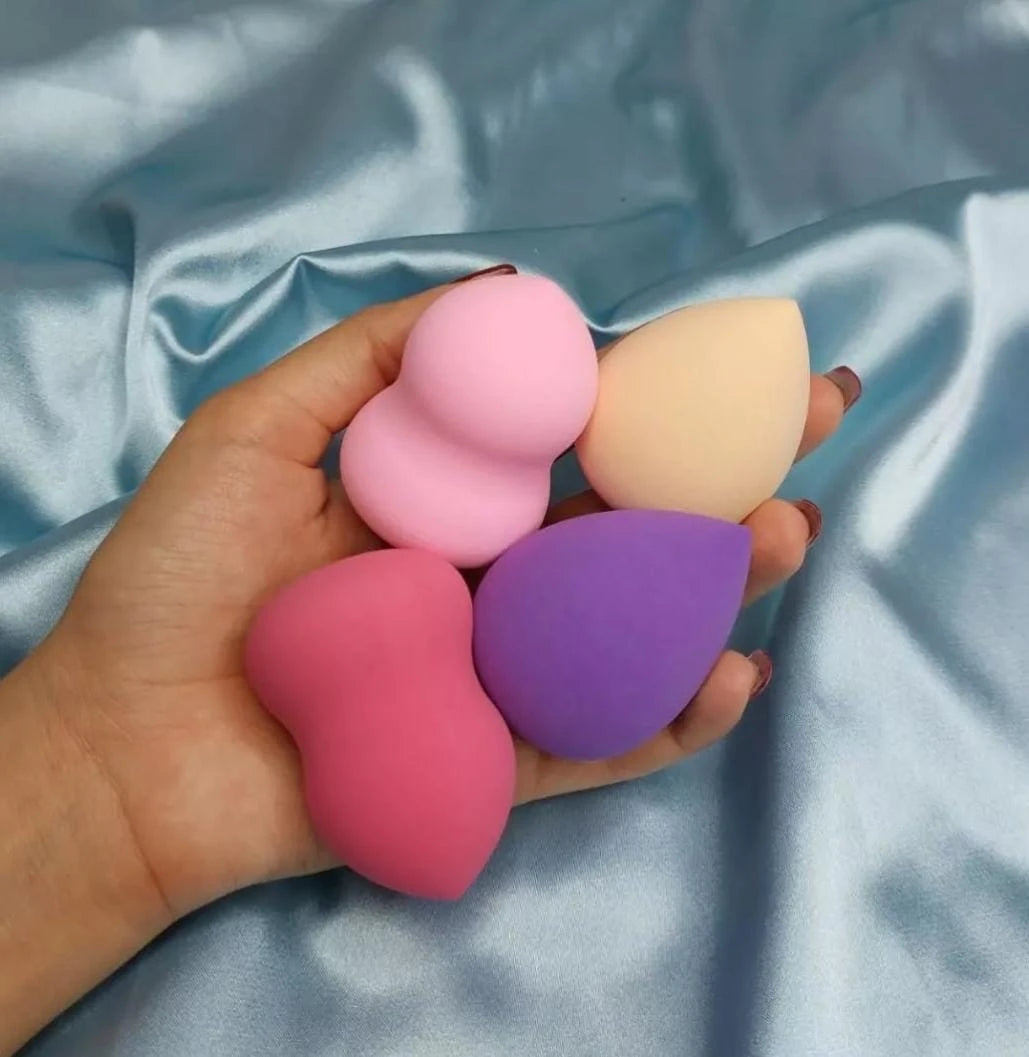 4 Piece Makeup Beauty Blender Sponge Set with Transparent Storage Box for Foundation and Blending
