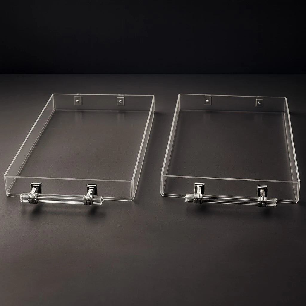 Set of 2 Transparent Acrylic Serving & Display Trays