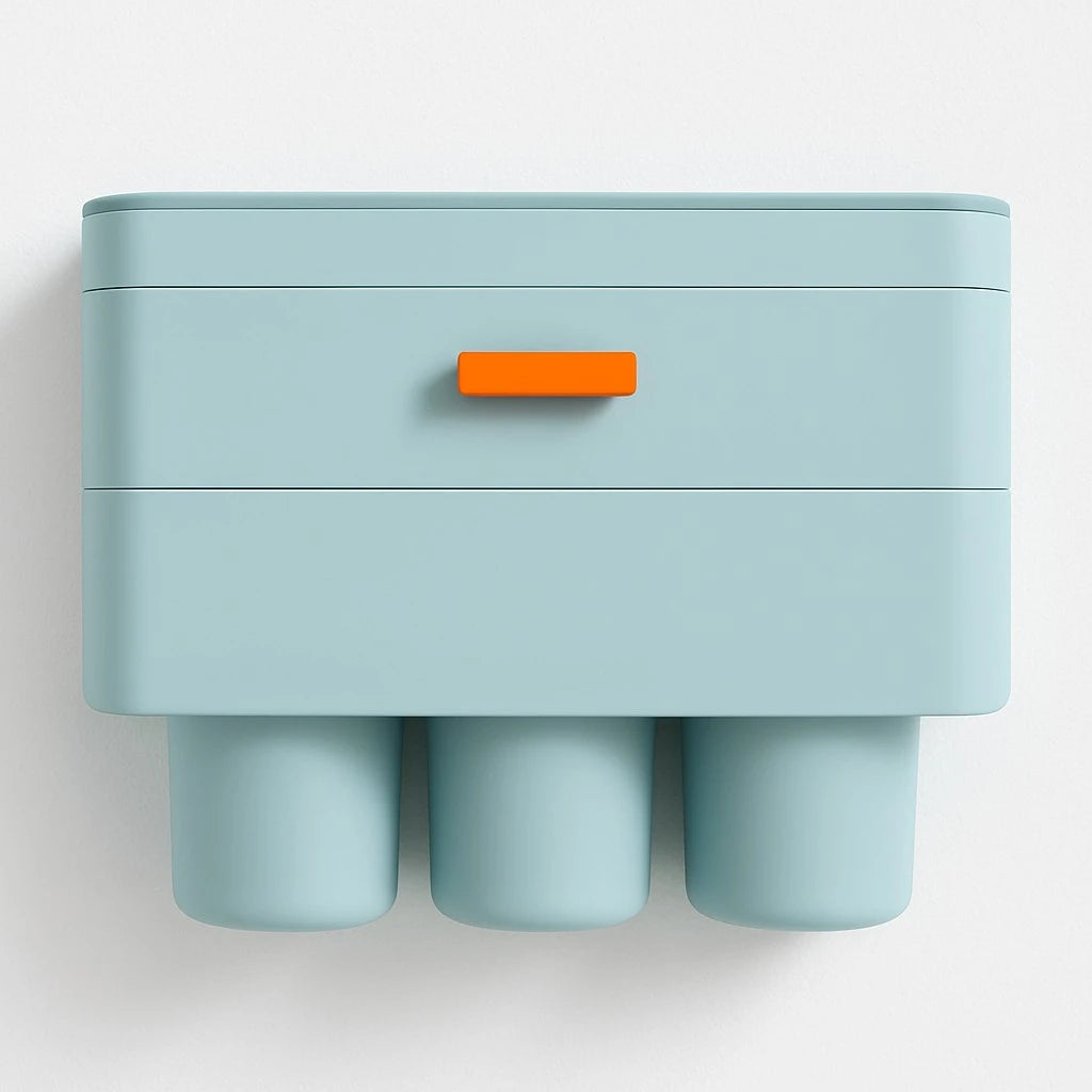 Wall Mounted Bathroom Organizer with Drawer and 3 Removable Cups