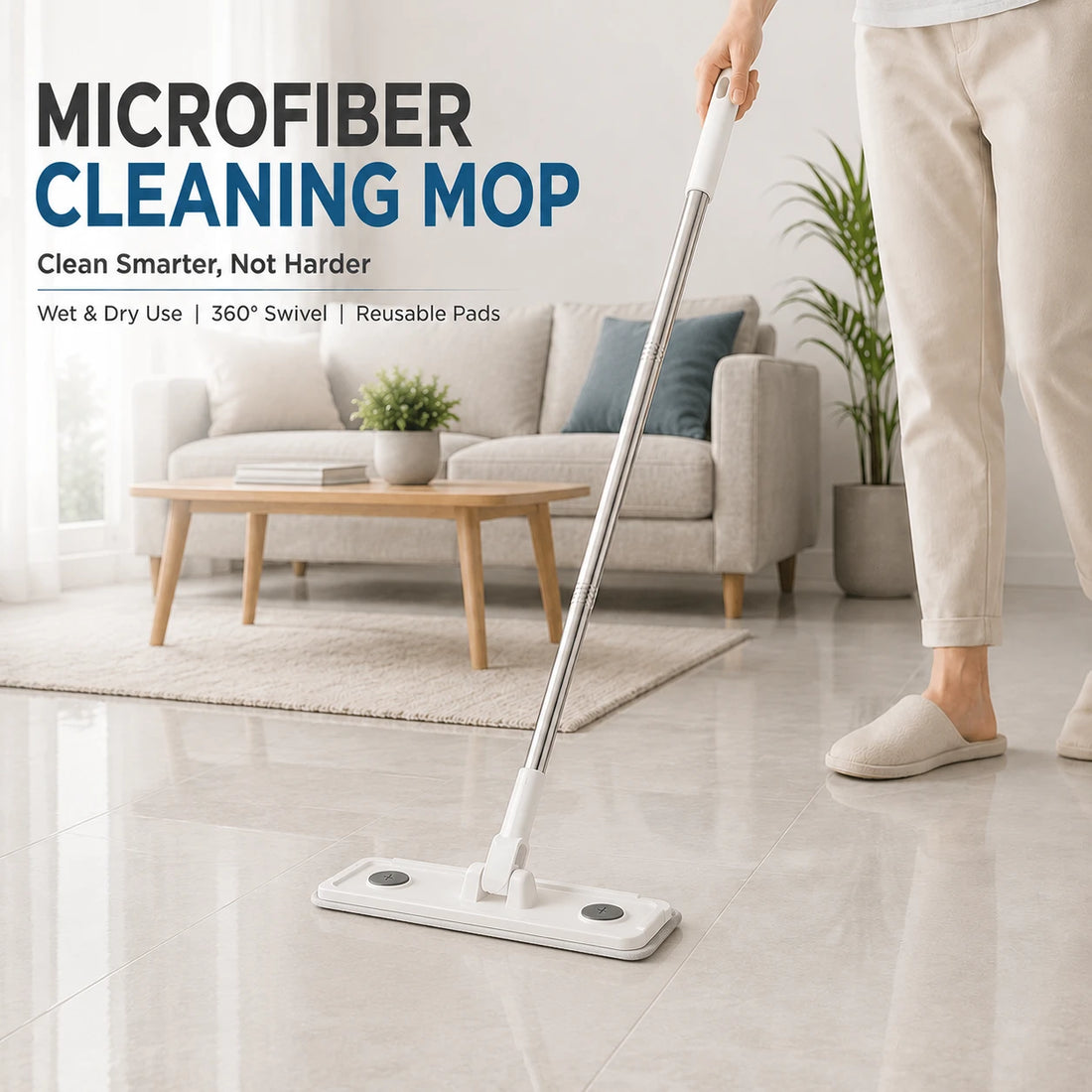 Flat Microfiber Mop Floor Cleaning Mop Reusable Cleaning Mop Wet Dry Floor Mop