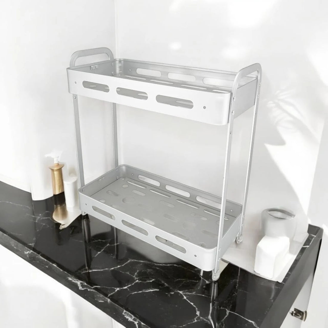 Aluminum Storage Rack Shelving Unit Heavy Duty Organizer with 25 kg Capacity for Kitchen Bathroom and Hallway