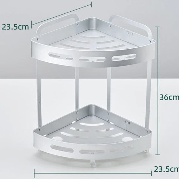 Aluminum Corner Storage Rack Heavy Duty 50 kg Space Saving Organizer for Bathroom Kitchen and Hallway