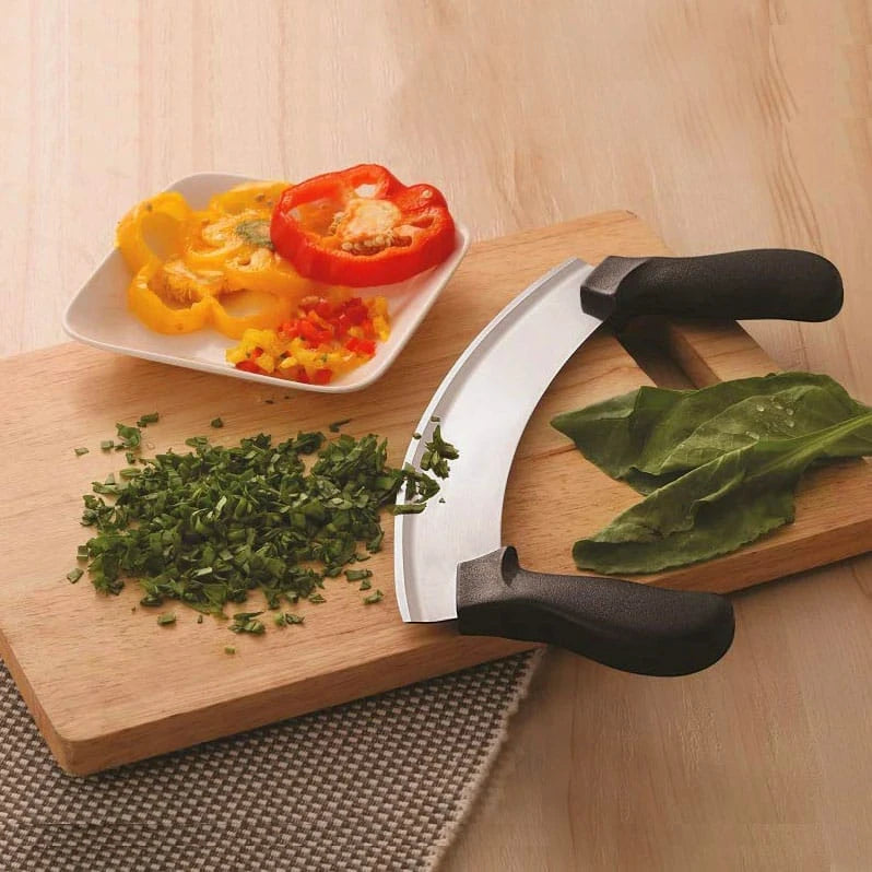 10 Inch Stainless Steel Pizza Cutter with Dual Handles Heavy Duty Rocking Blade for Pizza Bread and Vegetables