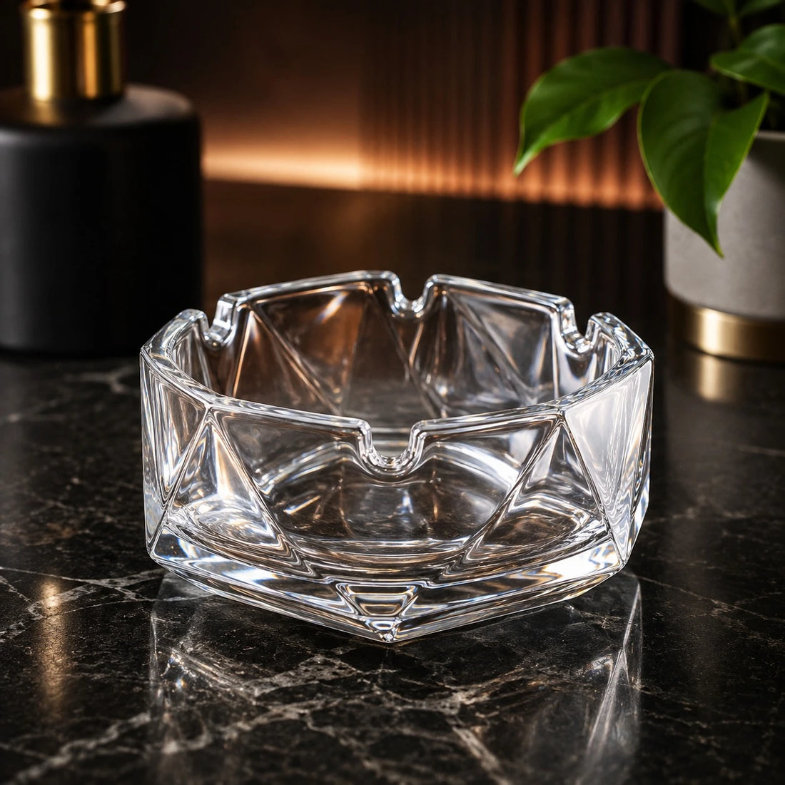Clear Crystal Glass Ashtray 12 cm Heavy Duty Transparent Cigarette Ashtray