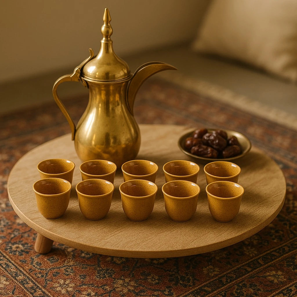 12 Piece Beige Ceramic Arabic Coffee Espresso Cup Set